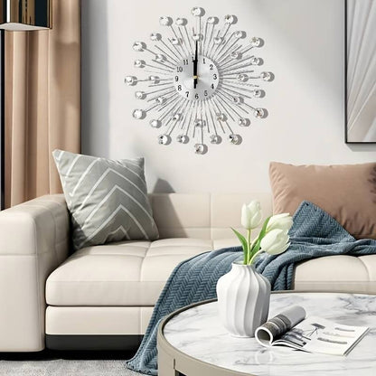 ✨🕰️ Kreativ veggklokke med strass – Stille, minimalistisk luksus for stue, spisestue og gang! 💎🏡