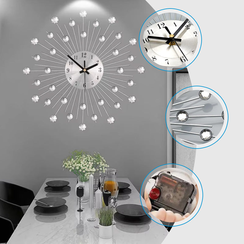 ✨🕰️ Kreativ veggklokke med strass – Stille, minimalistisk luksus for stue, spisestue og gang! 💎🏡
