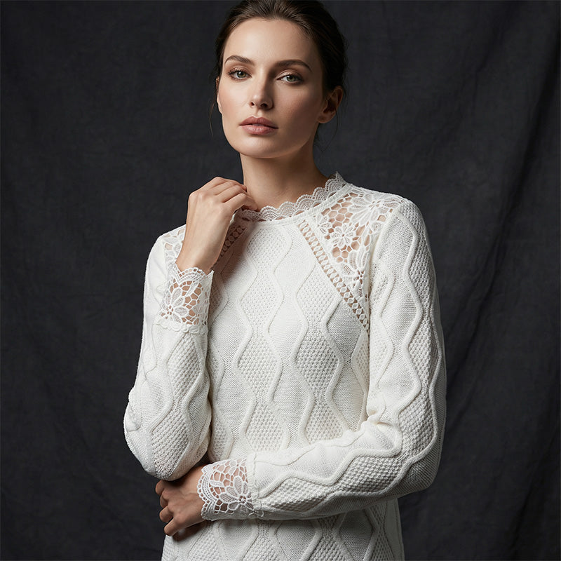 Elegant blondetopp med lappeteppe