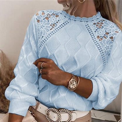 Elegant blondetopp med lappeteppe