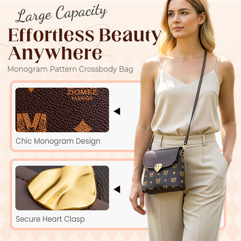 Crossbody-veske med monogrammønster for kvinner