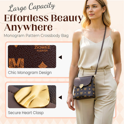 Crossbody-veske med monogrammønster for kvinner