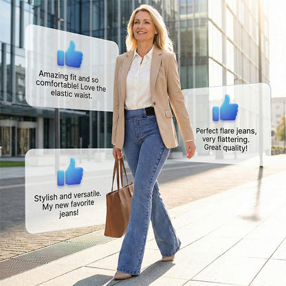 📢📢48 % RABATT!!⏰Damejeans med høy midje og stretch, flare