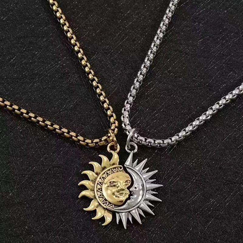 Sol- og måneanheng halskjede-sett