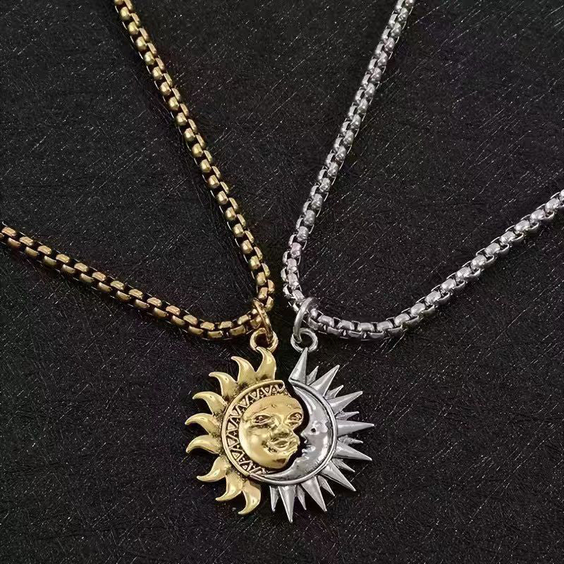 Sol- og måneanheng halskjede-sett