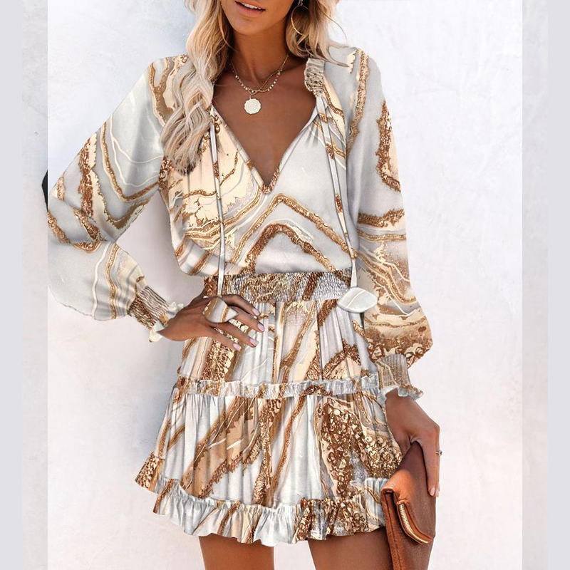 🥳2026 VARMT SALG🥳💞50 000+ SOLGT!🌹👗 48% RABATT! Minikjole med V-hals og rysjer – Myke lange ermer, flatterende V-hals. Leken rysjer gir sjarm. Perfekt til middager eller date-kvelder. 🕊️✨