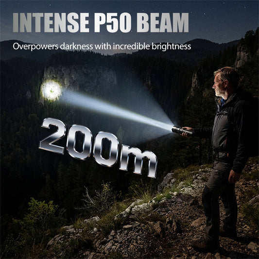 🎁⏰Oppladbar P50 LED-lommelykt med justerbar zoom