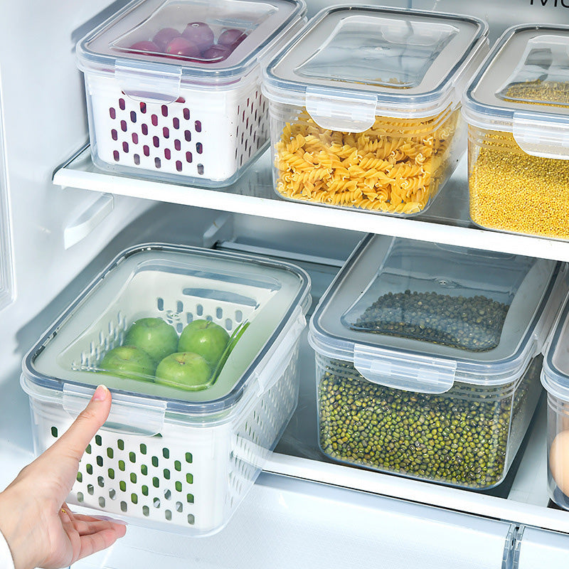 🥳2026 HOT SALG🥳💞50 000+ SOLGT!🧊🧺 48 % RABATT! 3-DELERS fruktbeholdersett – Stopp soggy frukt! Avtakbart dørslag holder produktene sprø og friske i flere dager. Kjøleskapets beste venn. 🍓✨