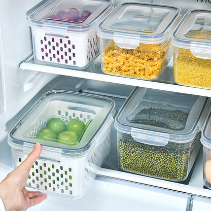 🥳2026 HOT SALG🥳💞50 000+ SOLGT!🧊🧺 48 % RABATT! 3-DELERS fruktbeholdersett – Stopp soggy frukt! Avtakbart dørslag holder produktene sprø og friske i flere dager. Kjøleskapets beste venn. 🍓✨