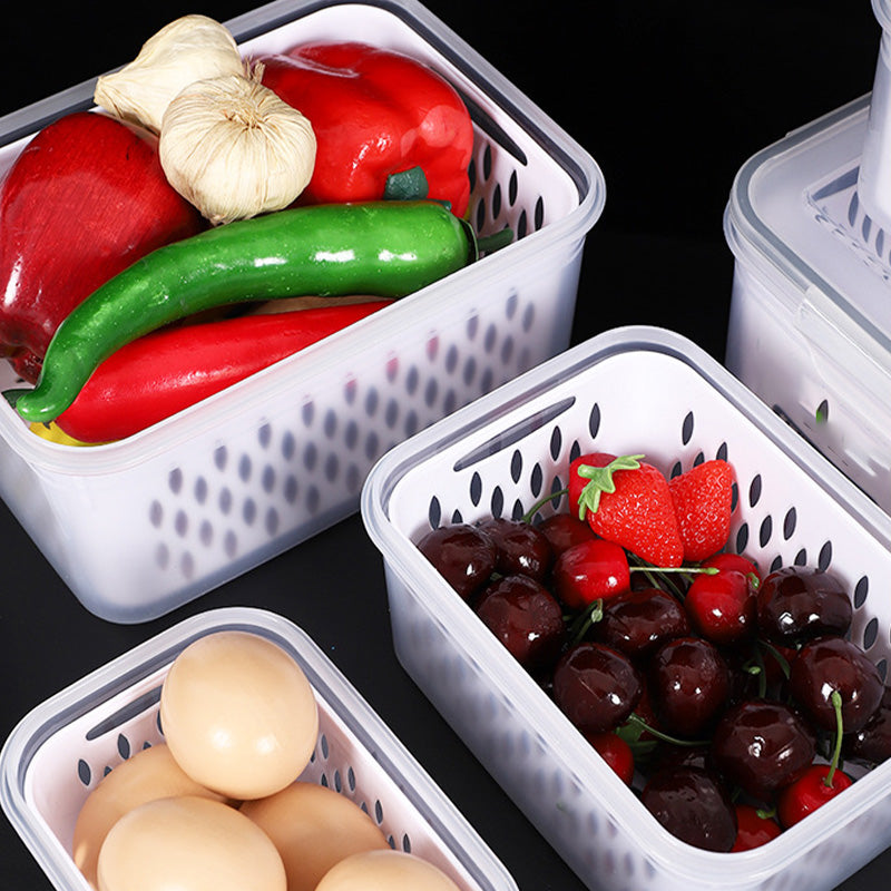 🥳2026 HOT SALG🥳💞50 000+ SOLGT!🧊🧺 48 % RABATT! 3-DELERS fruktbeholdersett – Stopp soggy frukt! Avtakbart dørslag holder produktene sprø og friske i flere dager. Kjøleskapets beste venn. 🍓✨