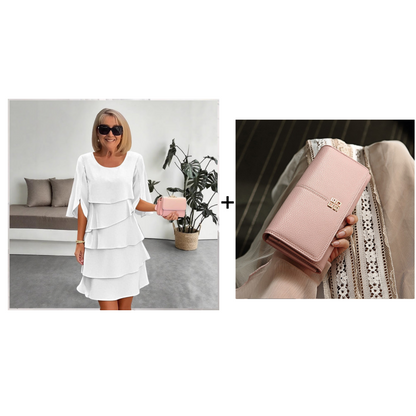 🎁48 % RABATT! Elegant kjole med lagdelte volanger på ermene for kvinner – uanstrengt stil for enhver anledning 💃