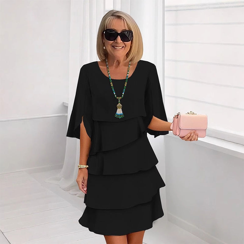 🎁48 % RABATT! Elegant kjole med lagdelte volanger på ermene for kvinner – uanstrengt stil for enhver anledning 💃