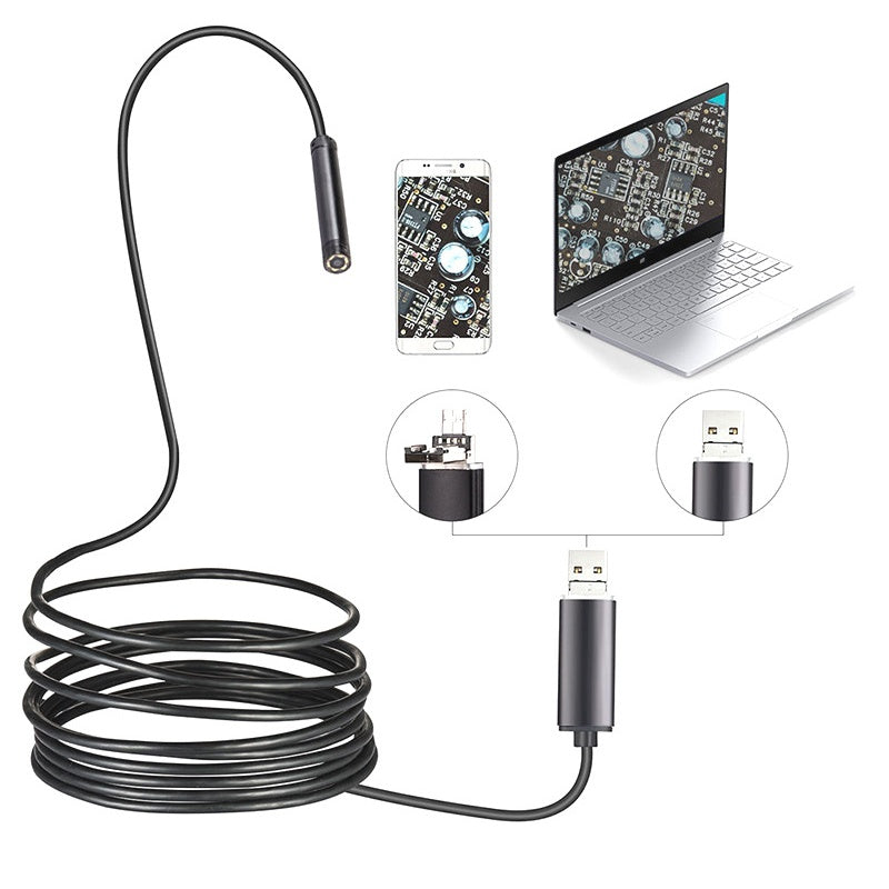 3-i-1 vanntett USB-endoskopkamera med LED-lys