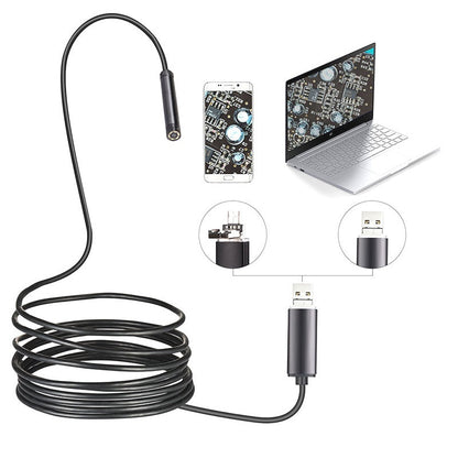 3-i-1 vanntett USB-endoskopkamera med LED-lys
