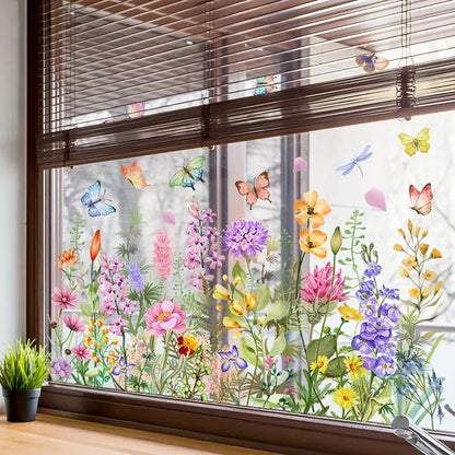 💘Valentinstilbud: 48 % rabatt!🌸 Vindu fullt av liv: Vindusklistremerke med fargerik blomsterbukett – Ingen lim, ingen problemer!