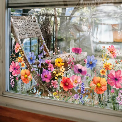 💘Valentinstilbud: 48 % rabatt!🌸 Vindu fullt av liv: Vindusklistremerke med fargerik blomsterbukett – Ingen lim, ingen problemer!