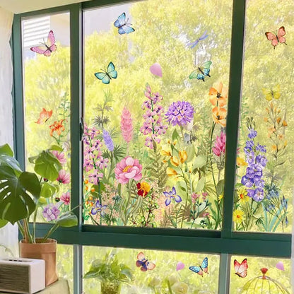 💘Valentinstilbud: 48 % rabatt!🌸 Vindu fullt av liv: Vindusklistremerke med fargerik blomsterbukett – Ingen lim, ingen problemer!