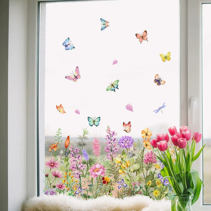 💘Valentinstilbud: 48 % rabatt!🌸 Vindu fullt av liv: Vindusklistremerke med fargerik blomsterbukett – Ingen lim, ingen problemer!