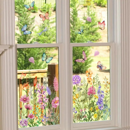 💘Valentinstilbud: 48 % rabatt!🌸 Vindu fullt av liv: Vindusklistremerke med fargerik blomsterbukett – Ingen lim, ingen problemer!