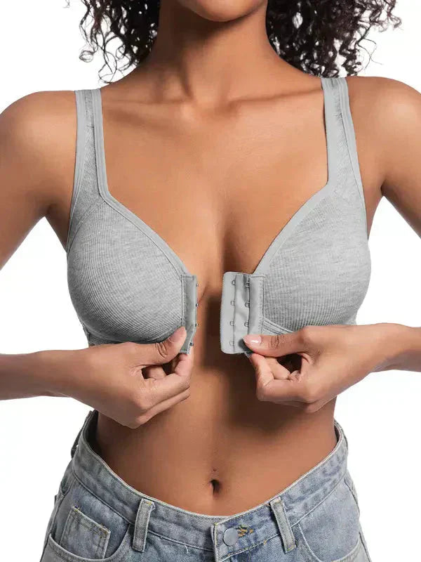 ⏰ Nå kun 48 % rabatt!❤️Justerbar push-up-BH med frontlukking, uten bøyler, sømløs og med sidestøtte for daglig bruk, komfort vår/sommer
