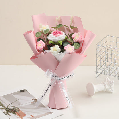 🔥【Spesialtilbud til morsdagen!】🔥Håndlaget, delikat heklet blomsterbukett