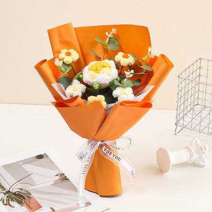 🔥【Spesialtilbud til morsdagen!】🔥Håndlaget, delikat heklet blomsterbukett
