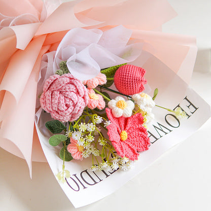 🔥【Spesialtilbud til morsdagen!】🔥Håndlaget, delikat heklet blomsterbukett