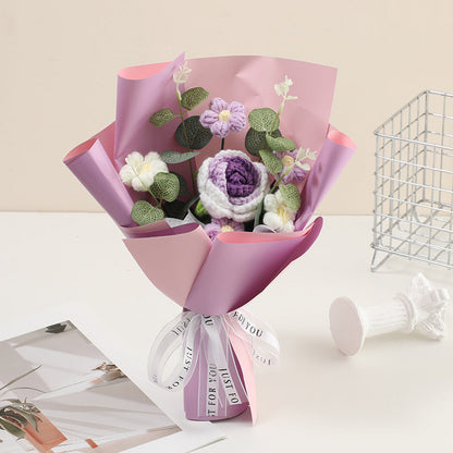 🔥【Spesialtilbud til morsdagen!】🔥Håndlaget, delikat heklet blomsterbukett