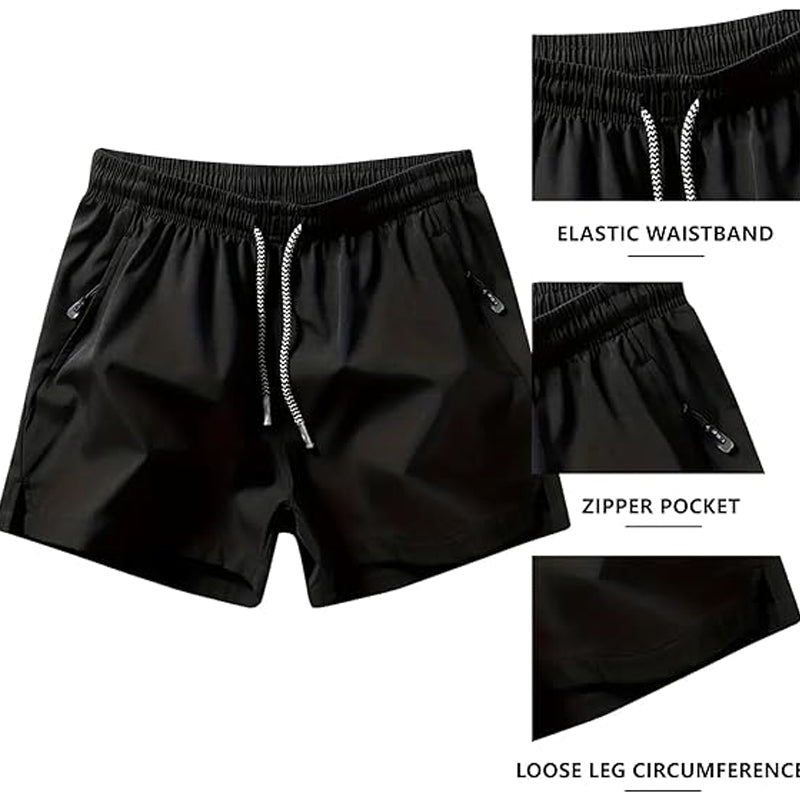 🏆 Meilleure Vente 2026 | Treningsshorts med hurtigtørkende teknologi | Glidelåslommer for nødvendigheter 📱💨【-48%】