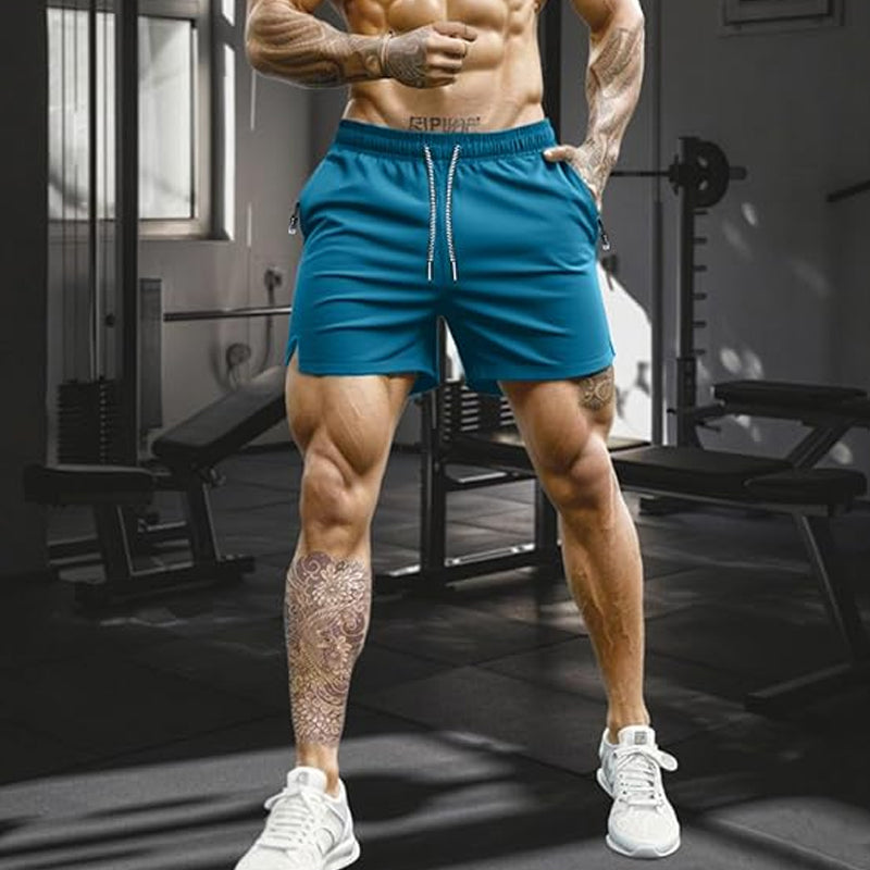 🏆 Meilleure Vente 2026 | Treningsshorts med hurtigtørkende teknologi | Glidelåslommer for nødvendigheter 📱💨【-48%】