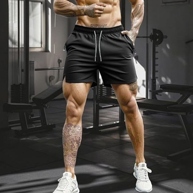 🏆 Meilleure Vente 2026 | Treningsshorts med hurtigtørkende teknologi | Glidelåslommer for nødvendigheter 📱💨【-48%】