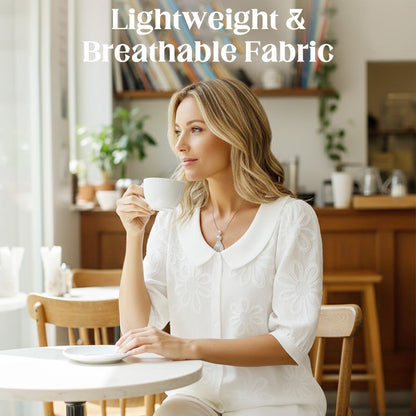Brodert blomstret retroskjorte med krage