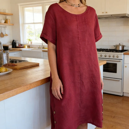 Casual tunika-kjole med lommer for kvinner