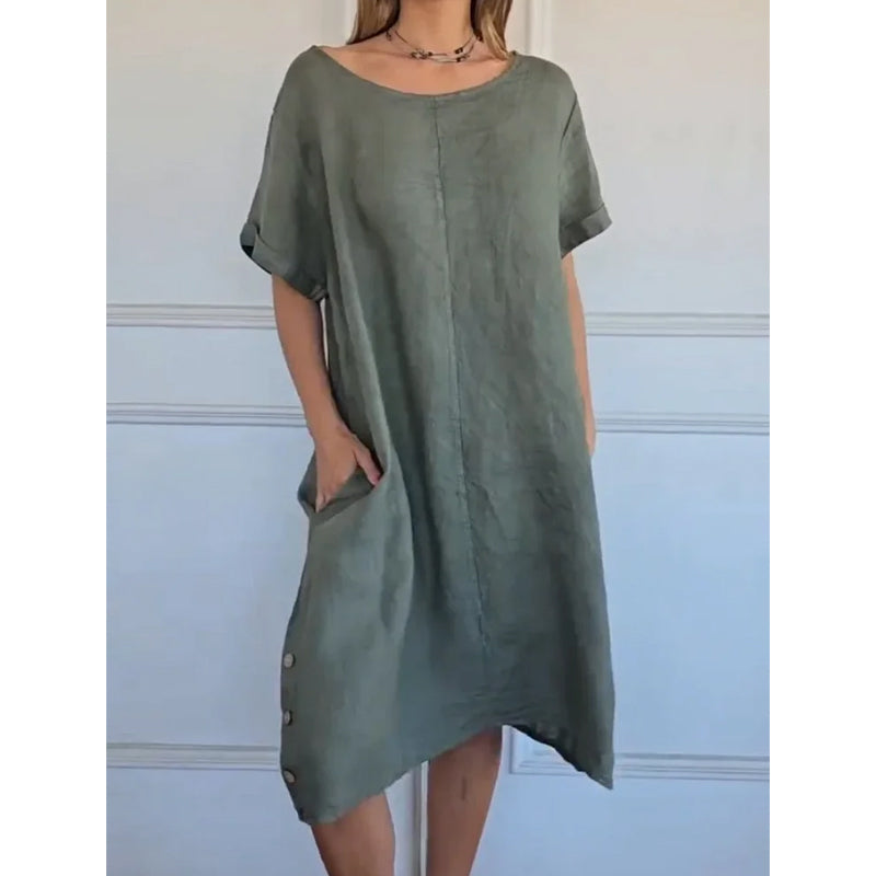 Casual tunika-kjole med lommer for kvinner