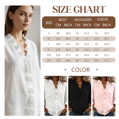 ✨ Uanstrengt elegant til hverdagsbruk – Premium bluse med volanger og V-hals! ✨