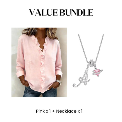 ✨ Uanstrengt elegant til hverdagsbruk – Premium bluse med volanger og V-hals! ✨