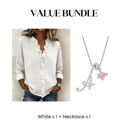 ✨ Uanstrengt elegant til hverdagsbruk – Premium bluse med volanger og V-hals! ✨