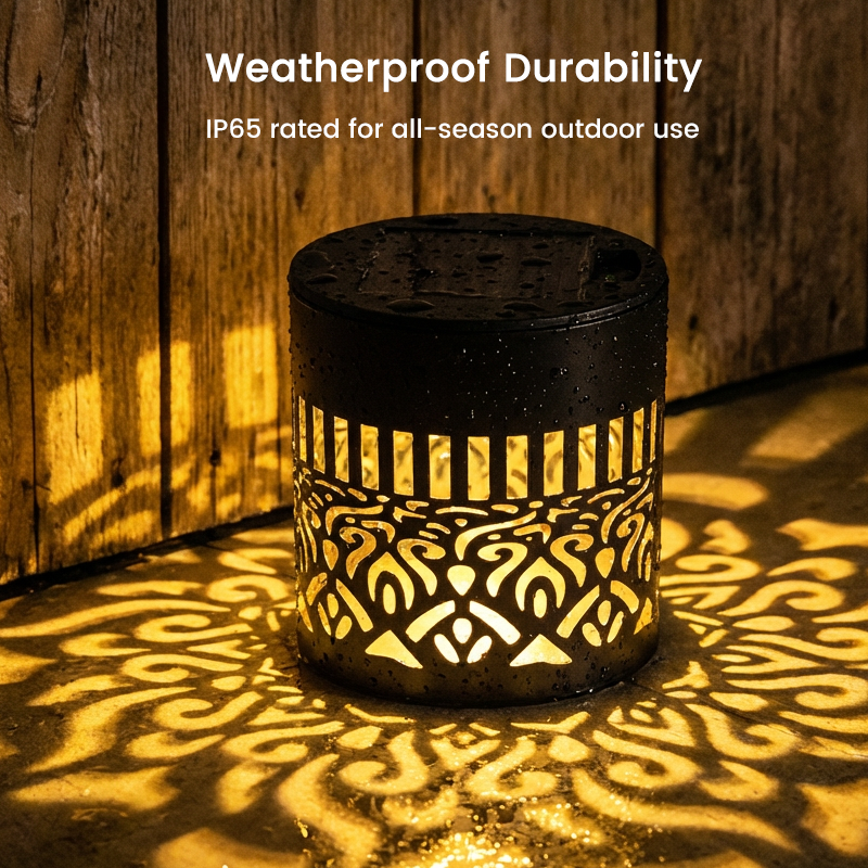 ☀️ Solcellelampe i mandala-design for hage og terrasse – 2-i-1 gulvlampe og vegglampe – Dekorativ belysning med vintage-effekt – Rustfri og holdbar