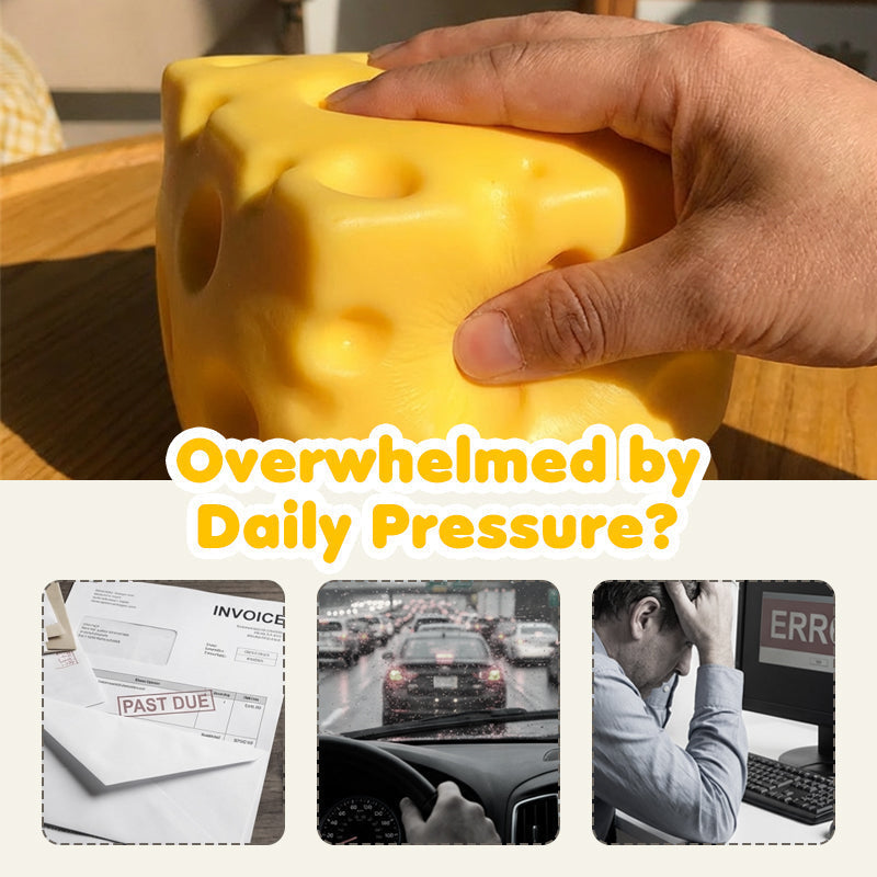 🧀Kjempestor ostestressleke – Terapeutisk lindring med tilfredsstillende klem! ✨