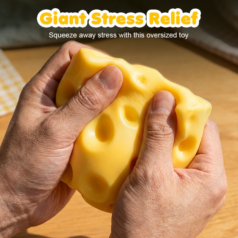 🧀Kjempestor ostestressleke – Terapeutisk lindring med tilfredsstillende klem! ✨