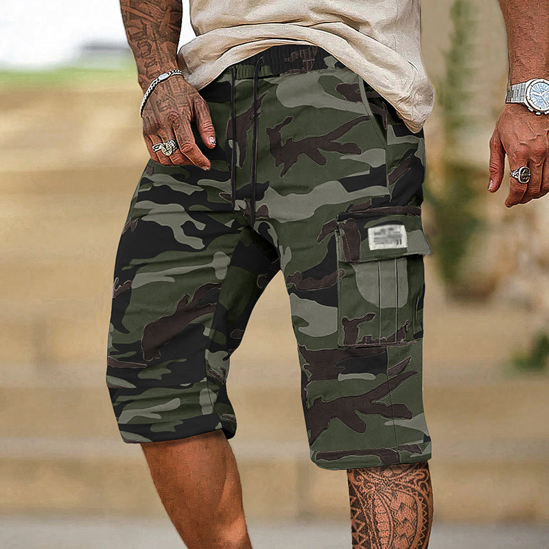 🟩 48 % RABATT 🗺️ | Camouflage-cargoshorts for menn – mange lommer og avslappet passform