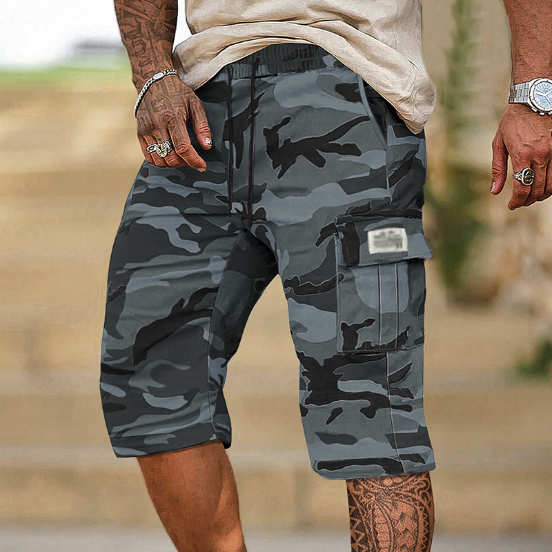 🟩 48 % RABATT 🗺️ | Camouflage-cargoshorts for menn – mange lommer og avslappet passform