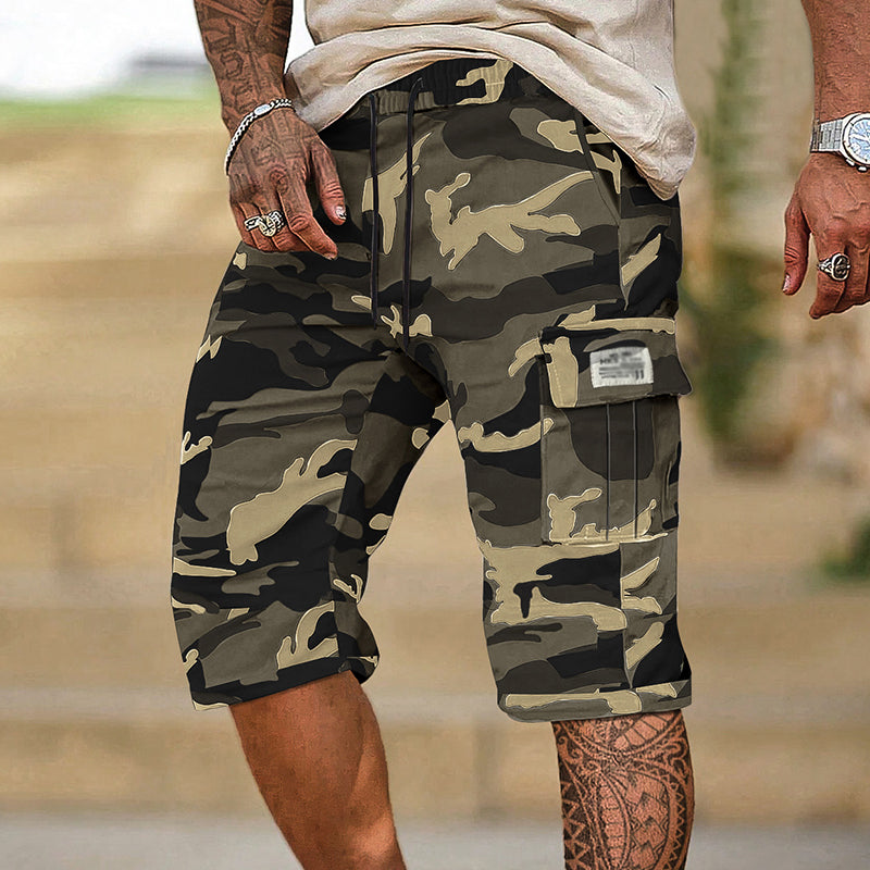 🟩 48 % RABATT 🗺️ | Camouflage-cargoshorts for menn – mange lommer og avslappet passform