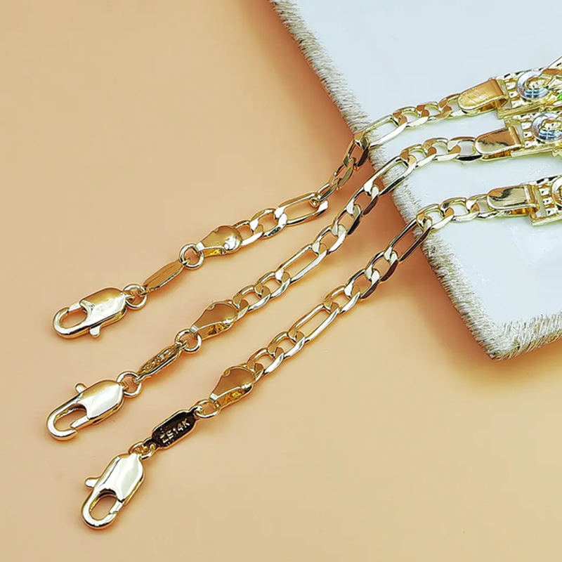 💎 48 % rabatt! 💎 Figaro-lenkearmbånd – Unisex gullfarget kjede med religiøse ikoner, slitesterkt og hypoallergenisk (3 utførelser) ⛓️🙏