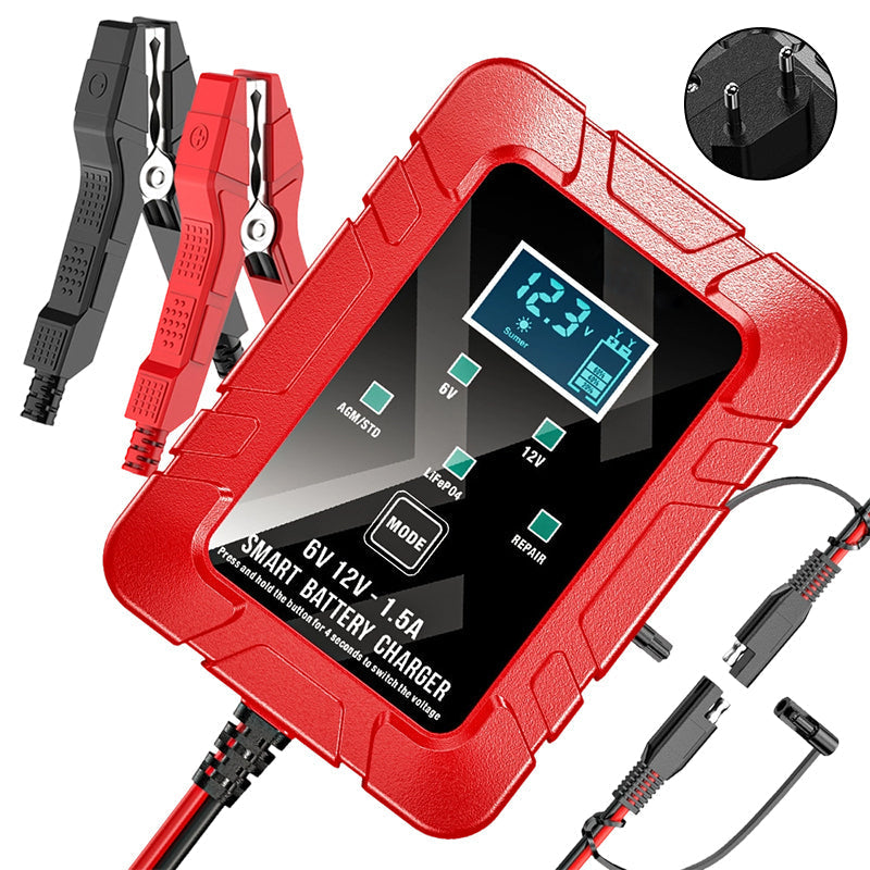 🔥Tidsbegrenset kampanje 48 % RABATT🔥1,5A 6V 12V automatisk batterilader