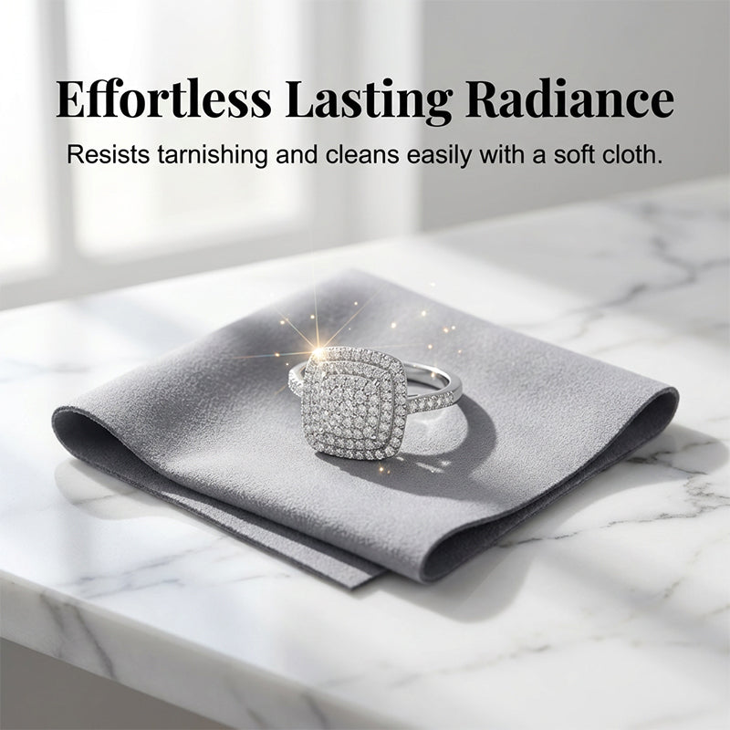 Brilliant Double Halo Square Ring for kvinner