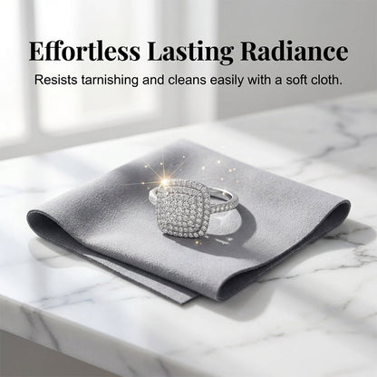 Brilliant Double Halo Square Ring for kvinner