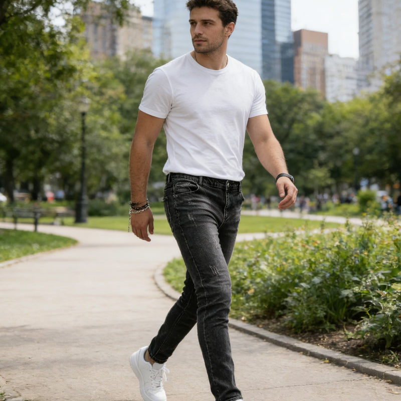 Herre moderne slim fit stretchjeans