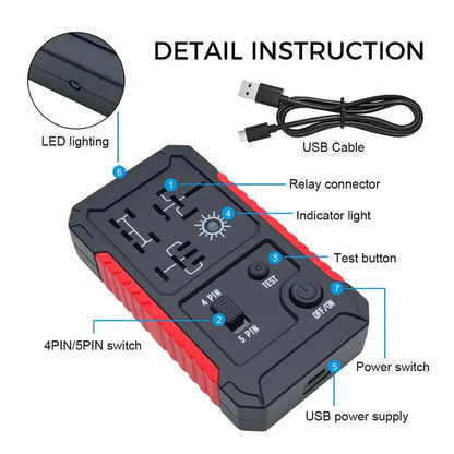 🔥2026 Ny oppgradering og godt salg🔥USB-C bilrelétester for 4/5-pins reléer
