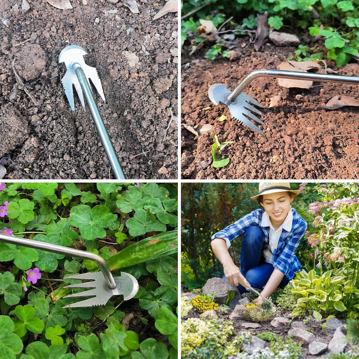 🌿 48 % RABATT! 🔨 Robust hagehakke i rustfritt stål – Manuell ugressfjerningsverktøy, perfekt for å løsne jord og fjerne røtter 🧤